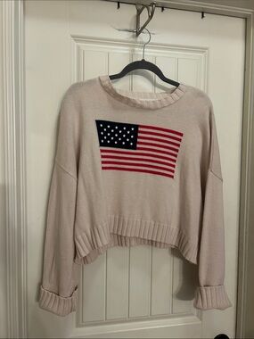 American flag moon & madison Beige Crewneck - large